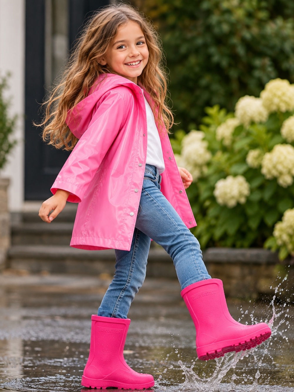 NEW Birkenstock Derry Kids Girls EVA Neon Pink Waterproof Rain Boots EU 34 - Picture 3 of 17